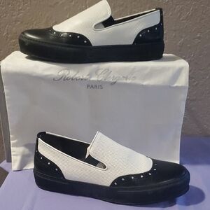 Robert Clergerie Black and White Loafers Slip-Ons
